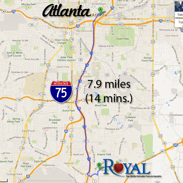 Map to Royal from downtown Atlanta