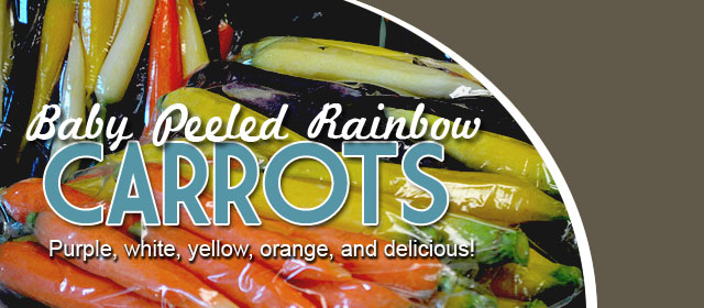 Baby peeled rainbow carrots!